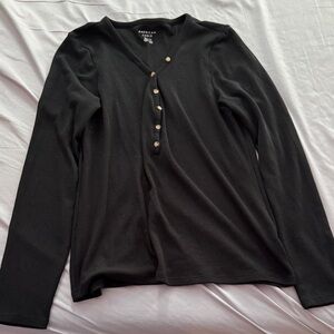 American Eagle Outfitters Black Waffle Knit Top